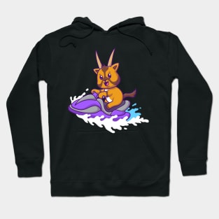 Cute Oryx Riding Ski Boat Cartoon Hoodie